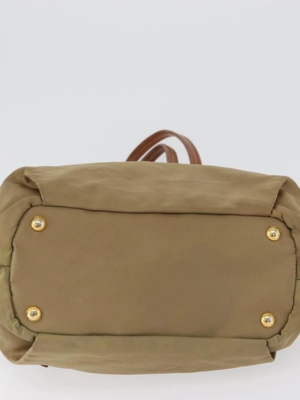 PRADA Tote Bag Nylon Beige Gold Auth bs32789 - Picture 7 of 16